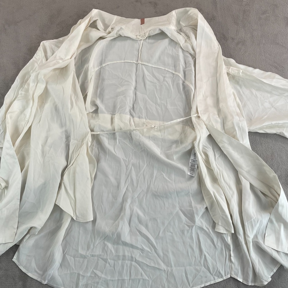 LUNYA Washable Silk Robe Women Large Tranquil White Removal Belt‎ Pockets $278 - Picture 3 of 9